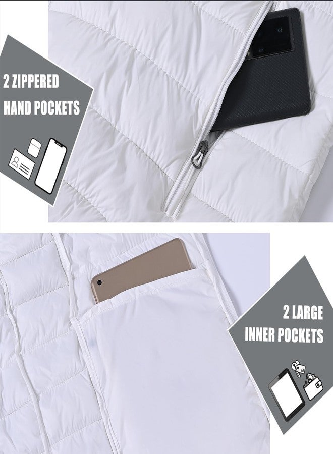 SPOSULEI Puffer Jacket for Men Packable Lightweight Winter Warm Down Jackets Coats Outdoor Insulated Water Resistant Travel Hiking Camping Jacket with Pockets White M - Image 5